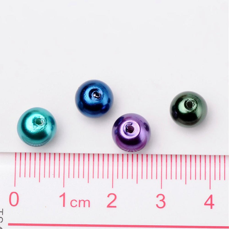 8mm Glass Pearls ~ Sea Wave Colours Mix ~ 40 beads