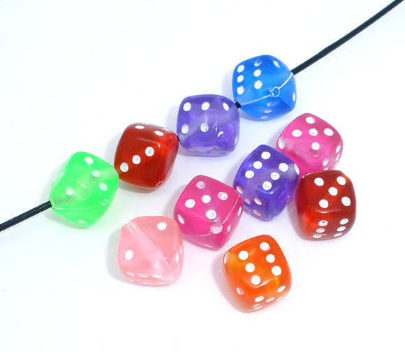 8x8mm Acrylic Bubblegum Dice Beads ~ Mixed Colours ~ 20 Beads