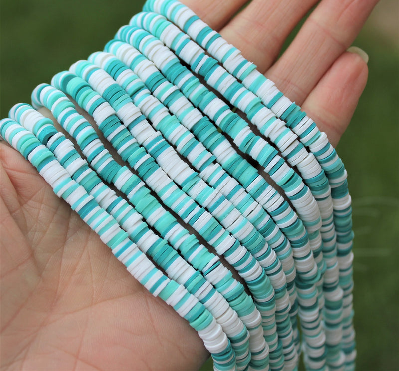 1 Strand of 6mm Polymer Clay Katsuki Beads ~ Turquoise Mix ~ approx. 290-320 beads