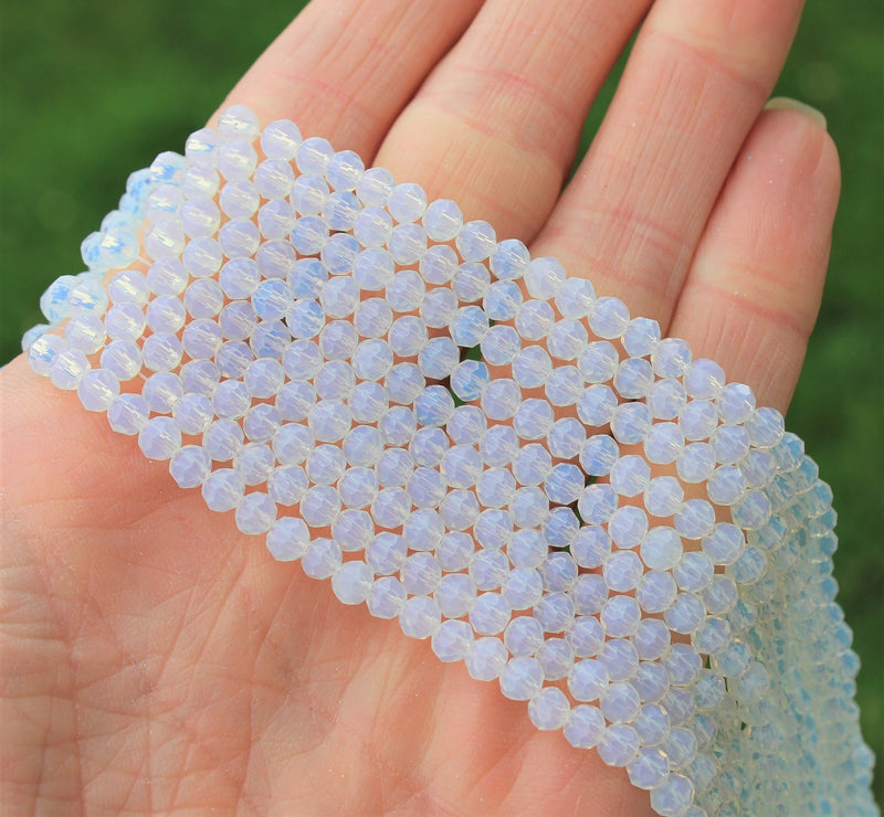 1 Strand of 4x3mm Electroplated Faceted Glass Rondelle Beads ~ Imitation Opalite ~ approx. 123 beads