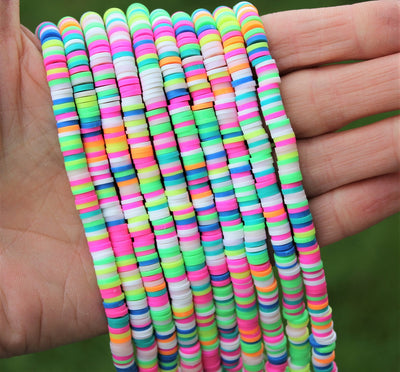1 Strand of 6mm Polymer Clay Katsuki Beads ~ Bright Summer Mix ~ approx. 290-320 beads