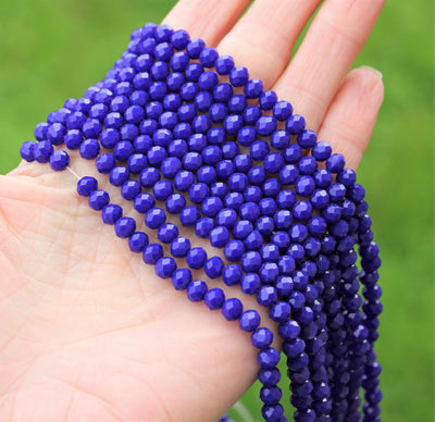 1 Strand of 6x4mm Faceted Glass Rondelle Beads ~ Opaque Blue ~ approx. 88 beads