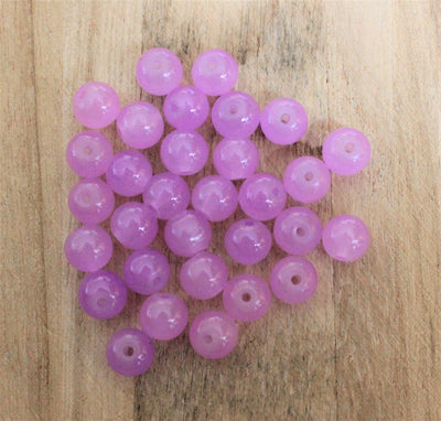 8mm Round Jade Style Glass Beads ~ Lilac ~ 20 beads