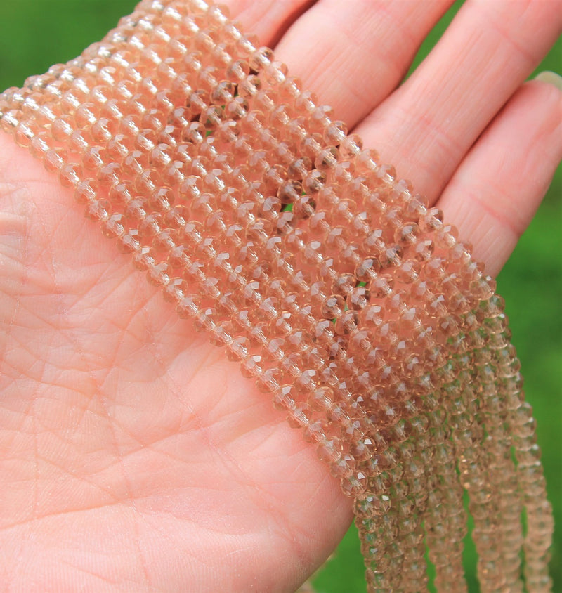 1 Strand of 4x3mm Faceted Glass Rondelle Beads ~ Beige ~ approx. 123 beads