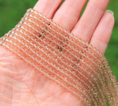 1 Strand of 4x3mm Faceted Glass Rondelle Beads ~ Beige ~ approx. 123 beads