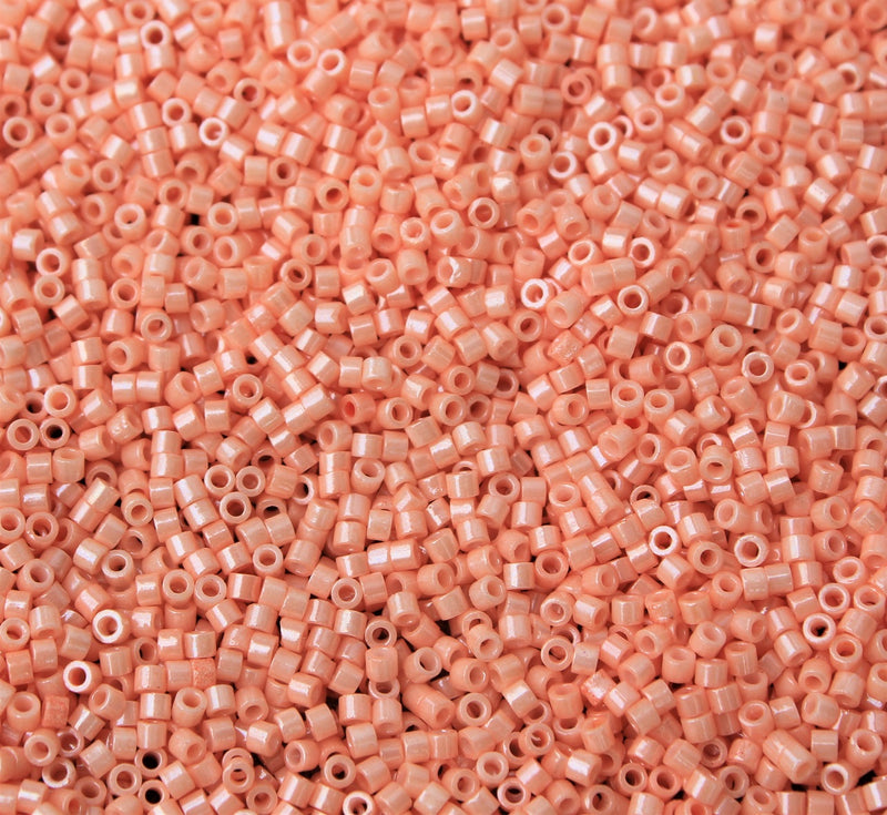 2x1.5mm Cylinder Seed Beads ~ Opaque Lustred Light Salmon ~ 5g