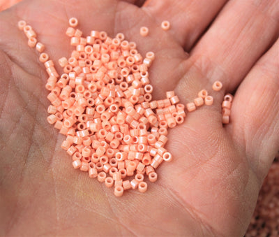 2x1.5mm Cylinder Seed Beads ~ Opaque Lustred Light Salmon ~ 5g