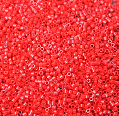 2x1.5mm Cylinder Seed Beads ~ Opaque Lustred Red ~ 5g