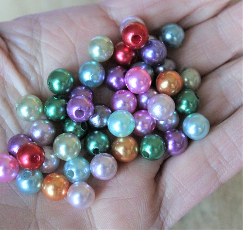 6mm Round Acrylic Pearls ~ Mixed Colours ~ 100 beads