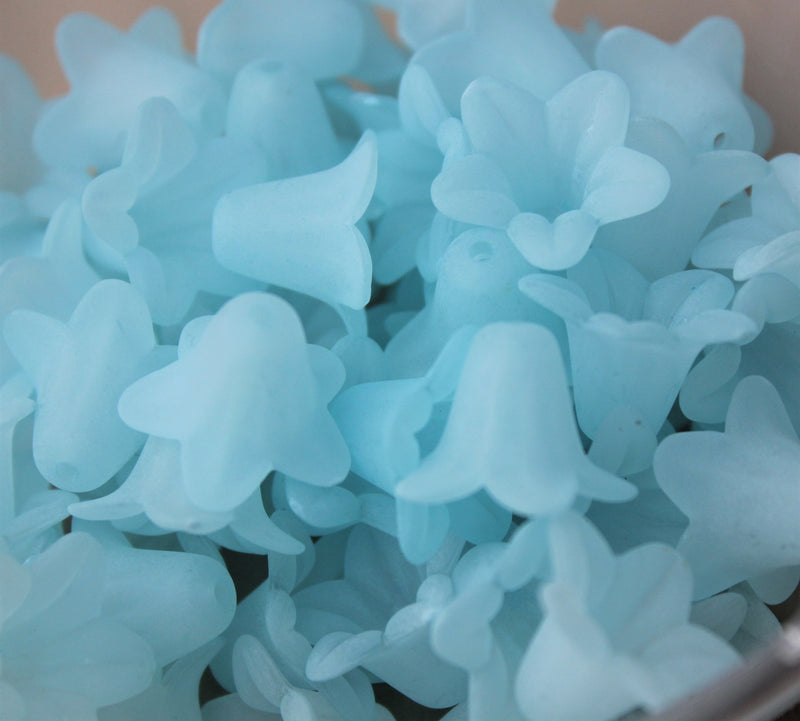 10 x Lt. Blue Lily Frosted Acrylic Bead Caps ~ 17.5x12mm