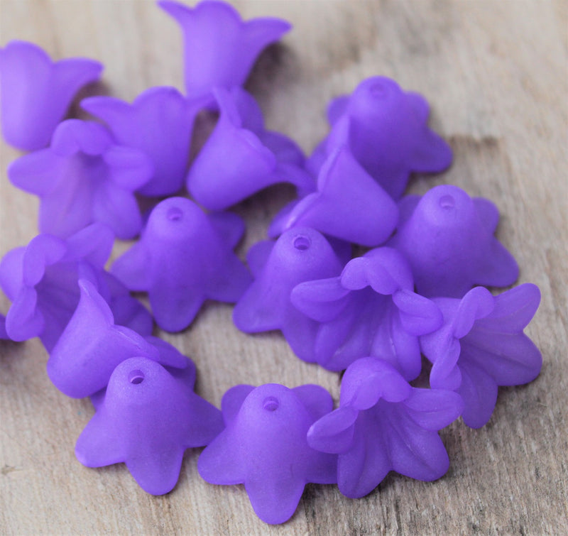 10 x Purple Lily Frosted Acrylic Bead Caps ~ 17.5x12mm
