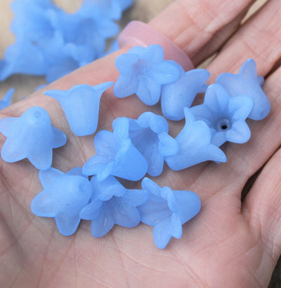 10 x Lt. Cornflower Blue Lily Frosted Acrylic Bead Caps ~ 17.5x12mm