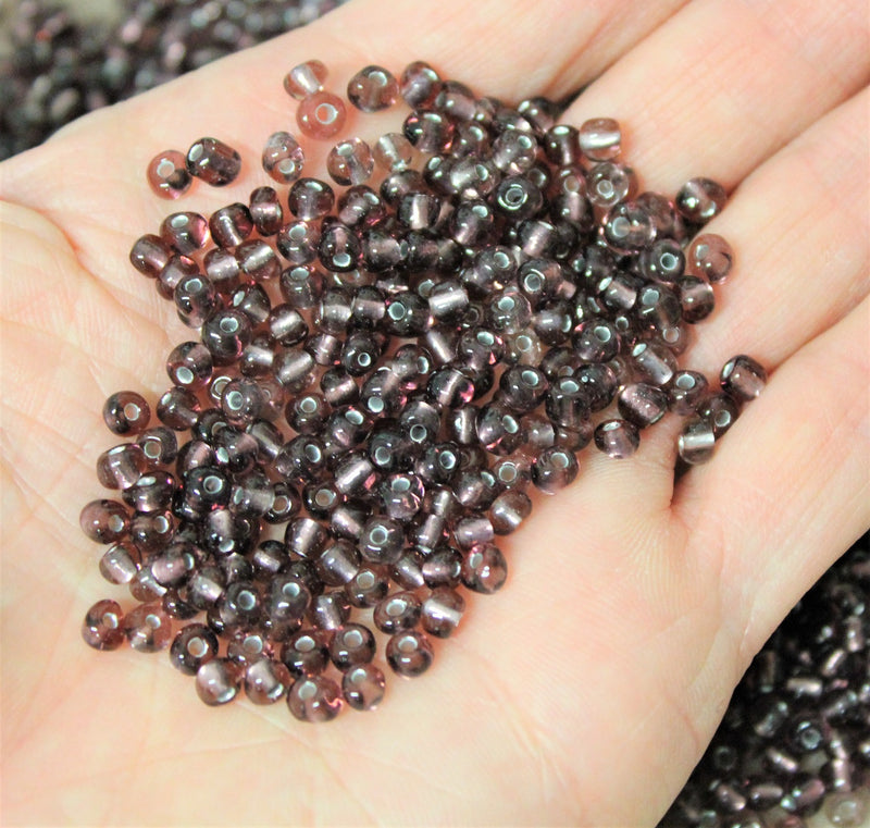 4mm Seed Beads ~ 20g ~ Silver Lined Amethyst