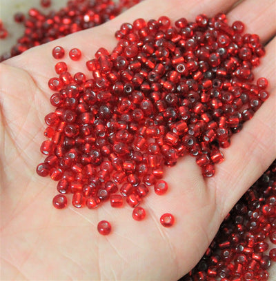 4mm Seed Beads ~ 20g ~ Silver Lined Red