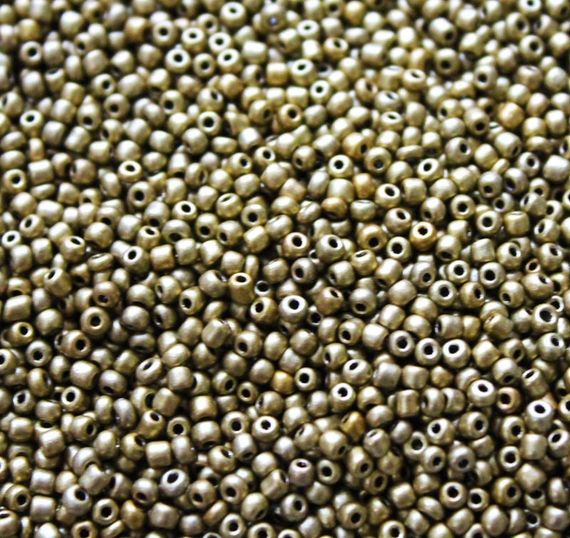 2mm Seed Beads ~ 20g ~ Matte Metallic Old Gold