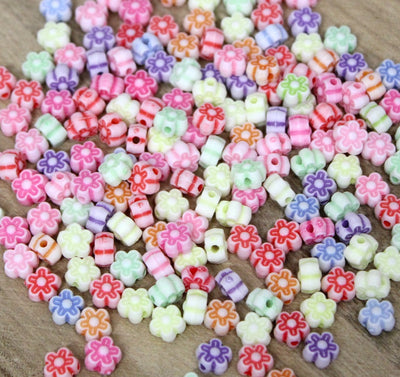 7x4mm Acrylic Flower Beads ~ Mixed Colours ~ Pack of 100