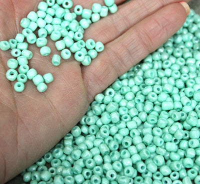 4mm Seed Beads ~ 20g ~ Opaque Lustred Mint