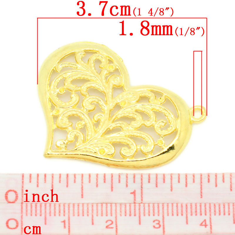 37x29mm Gold Plated Filigree Heart Pendant ~ Buy One Get One FREE