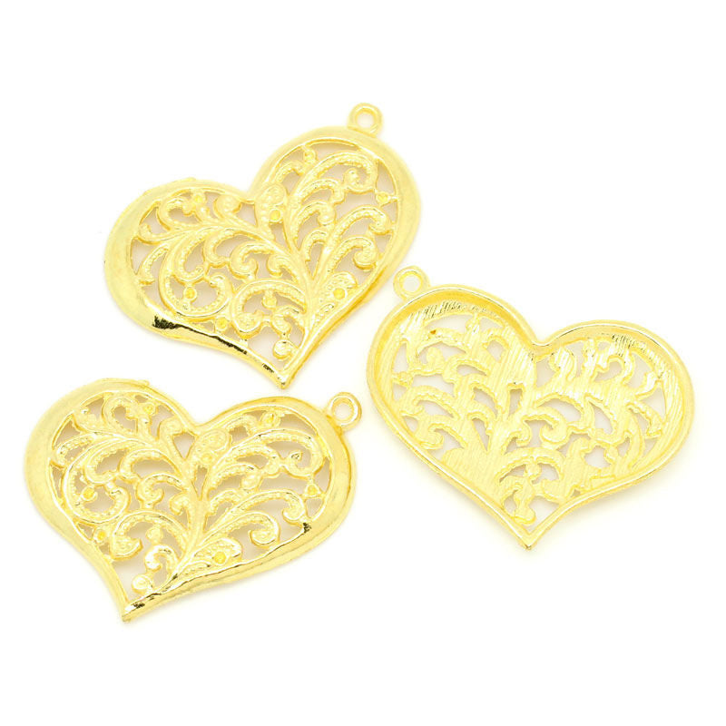 37x29mm Gold Plated Filigree Heart Pendant ~ Buy One Get One FREE