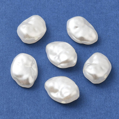 The Bead Store 15mm Acrylic Baroque Pearl Beads White Pack of 20