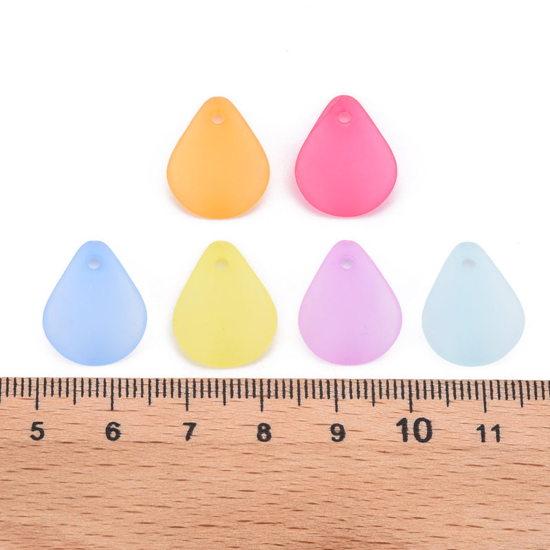 17x14mm Imitation Sea Glass Frosted Acrylic Triangle Shaped Charms ~ Mixed Colours ~ Pack of 50