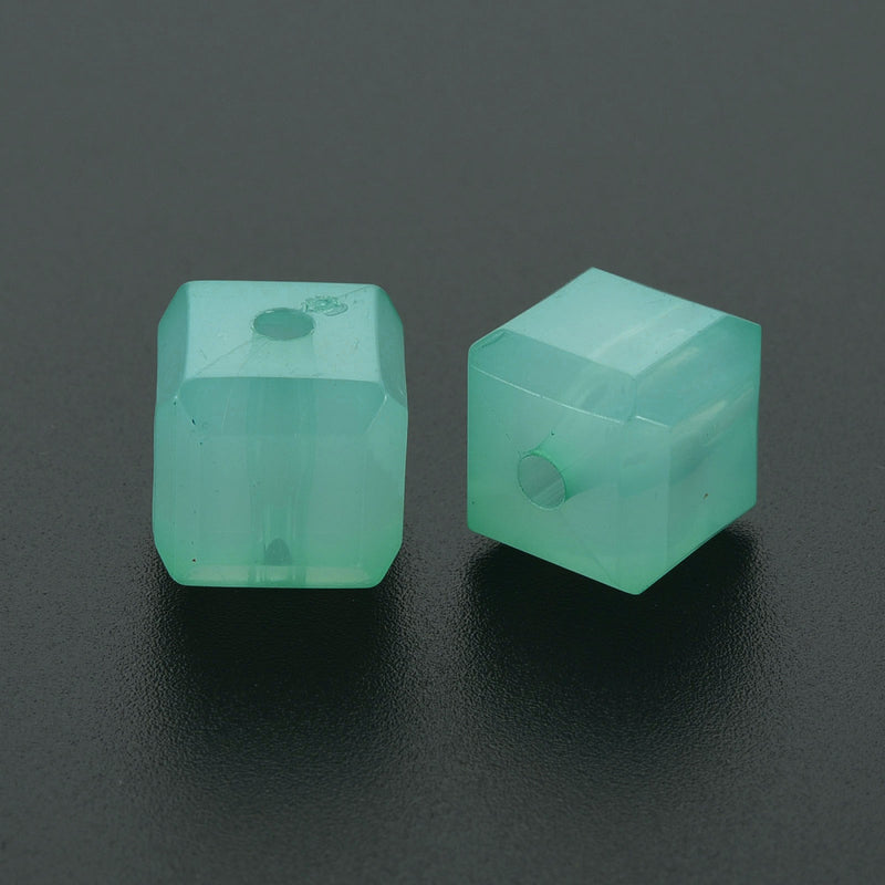 11mm Acrylic Cube Beads ~ Jade Green ~ Pack of 20