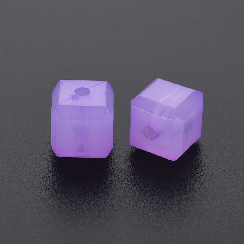 11mm Acrylic Cube Beads ~ Jade Purple ~ Pack of 20