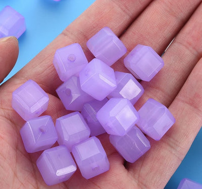 11mm Acrylic Cube Beads ~ Jade Purple ~ Pack of 20