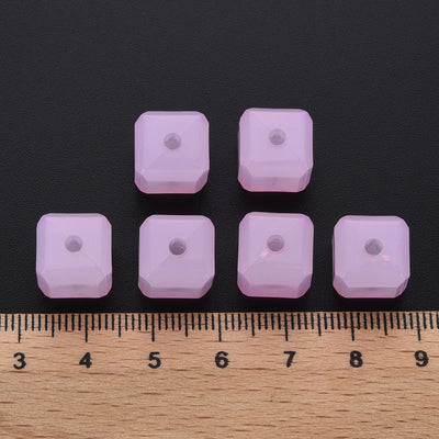 11mm Acrylic Cube Beads ~ Jade Pink ~ Pack of 20