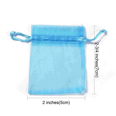 7x5cm Small Organza Gift Bags ~ Light Blue ~ Pack of 5