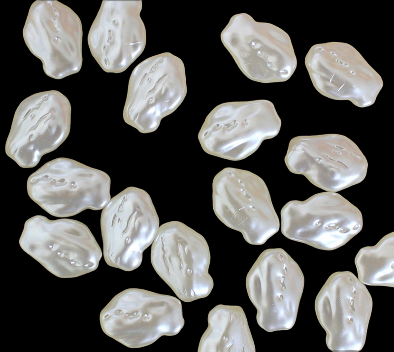 25x18mm Acrylic Baroque Pearl Beads ~ White ~ Pack of 2