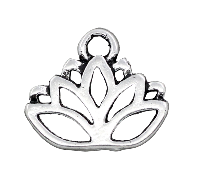 2 x Antique Silver Plated Lotus Charms ~ 17x14mm ~ Lead and Nickel Free