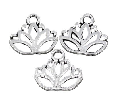 2 x Antique Silver Plated Lotus Charms ~ 17x14mm ~ Lead and Nickel Free