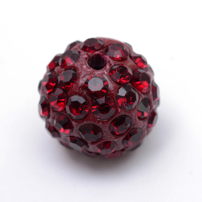 2 x Polymer Clay Rhinestone Beads ~ 10mm Round ~ Dark Siam
