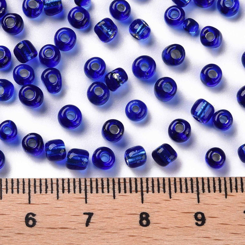 4mm Seed Beads ~ 20g ~ Silver Lined Blue