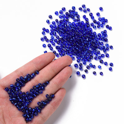 4mm Seed Beads ~ 20g ~ Silver Lined Blue