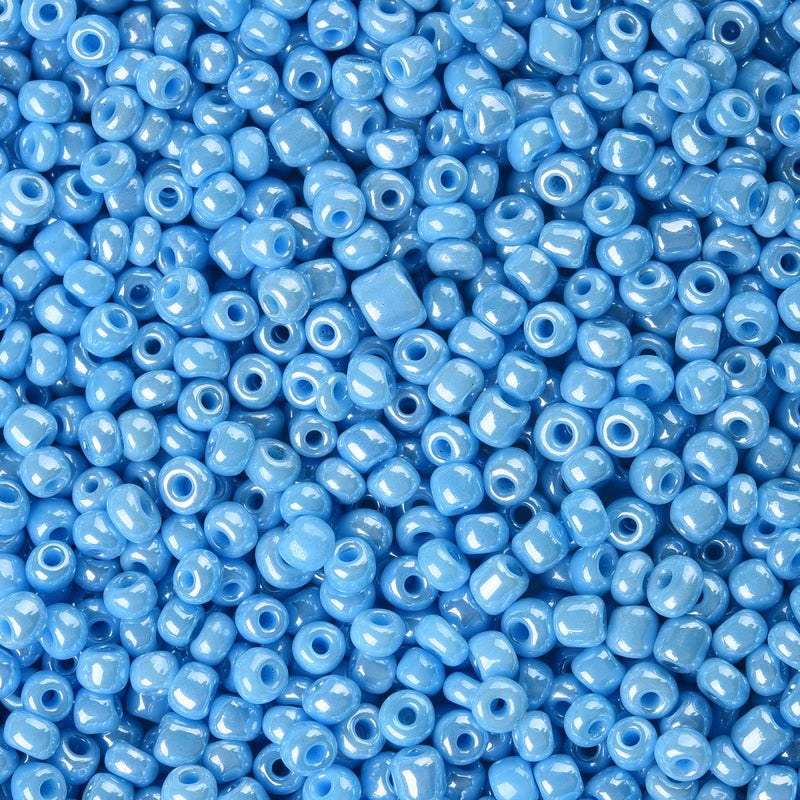 3mm Seed Beads ~ 20g ~ Opaque Lustred Light Blue