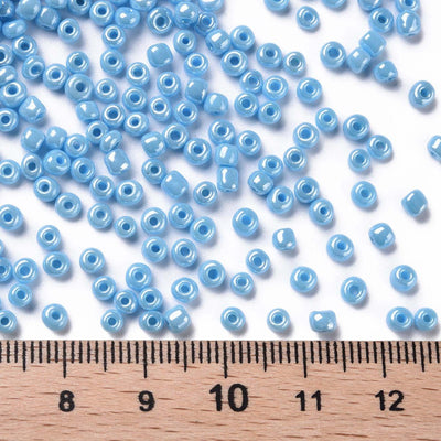 3mm Seed Beads ~ 20g ~ Opaque Lustred Light Blue