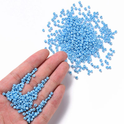 3mm Seed Beads ~ 20g ~ Opaque Lustred Light Blue