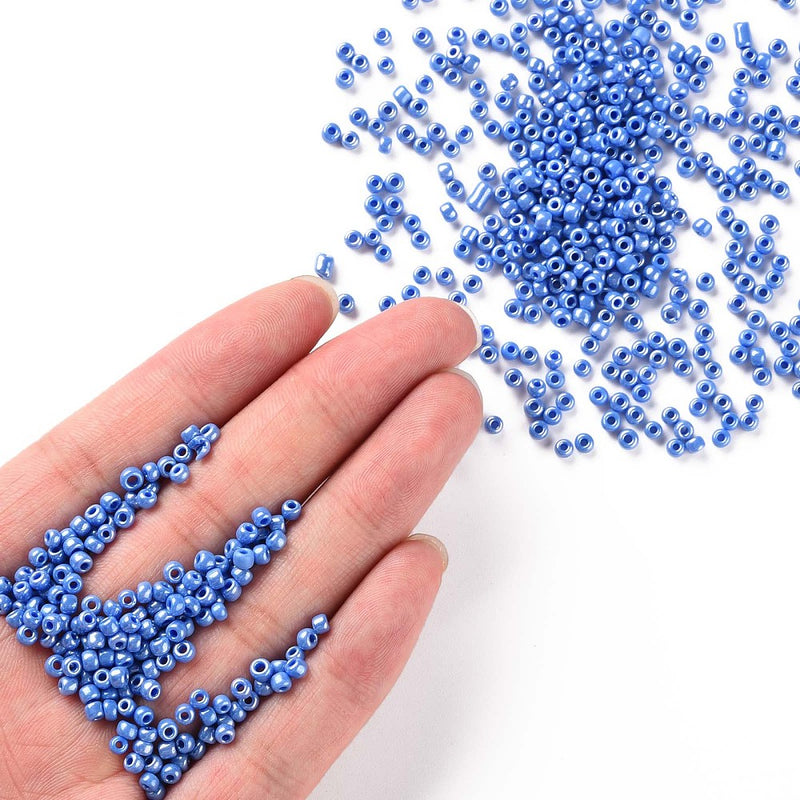 3mm Seed Beads ~ 20g ~ Opaque Lustred Cornflower Blue