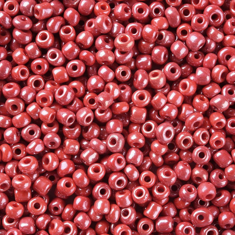 4mm Seed Beads ~ 20g ~ Opaque Lustred Red