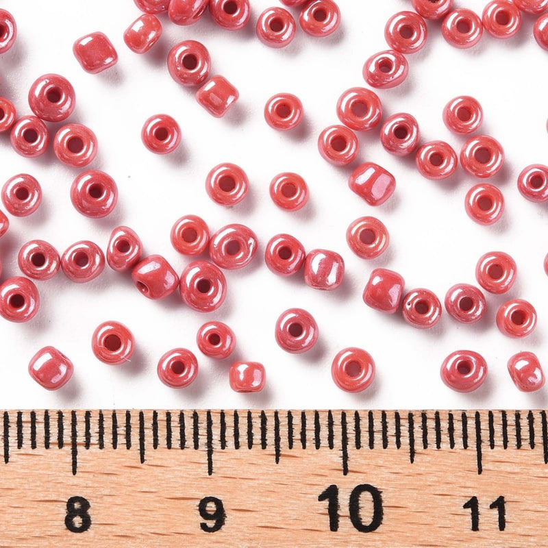 3mm Seed Beads ~ 20g ~ Opaque Lustred Red