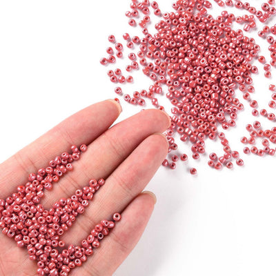 3mm Seed Beads ~ 20g ~ Opaque Lustred Red