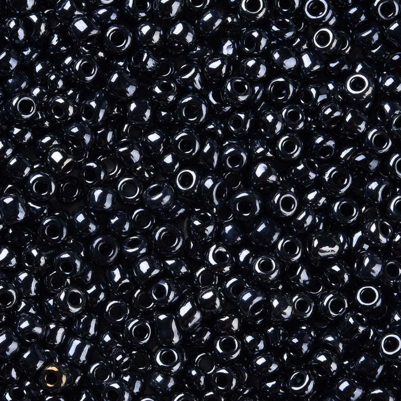 4mm Seed Beads ~ 20g ~ Opaque Lustred Black