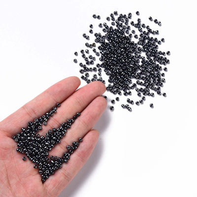 3mm Seed Beads ~ 20g ~ Opaque Lustred Black