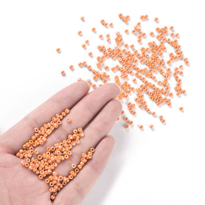 3mm Seed Beads ~ 20g ~ Opaque Lustred Orange