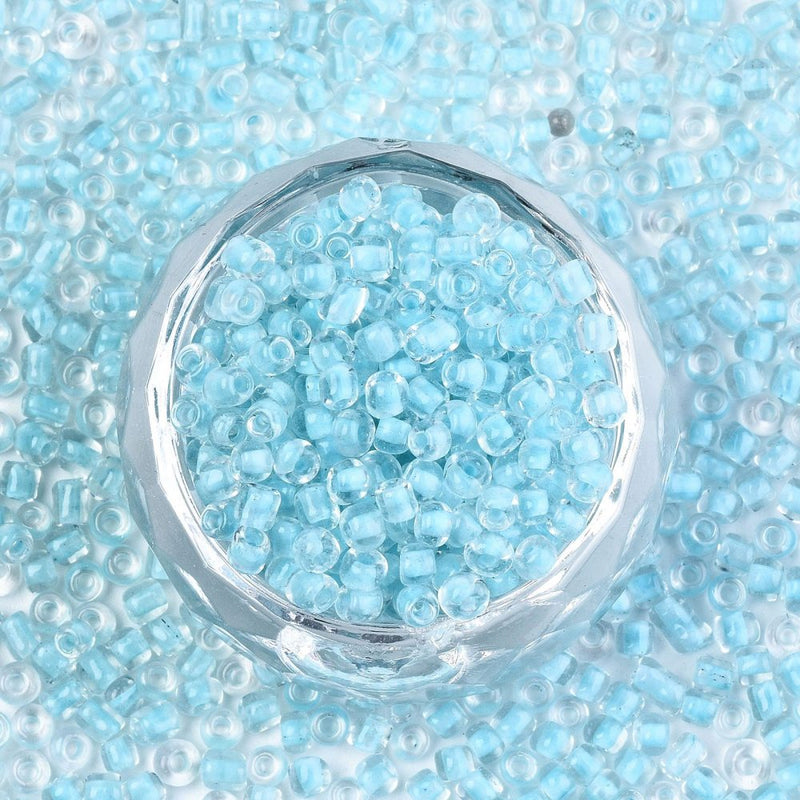 4mm Seed Beads ~ 20g ~ Inside Colours Light Sky Blue