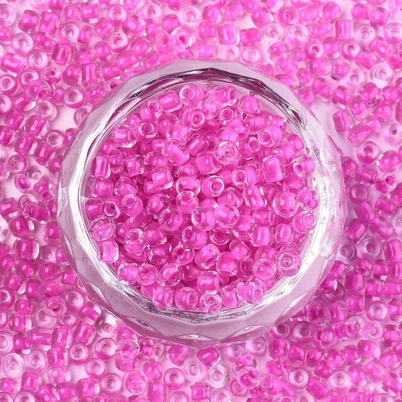 4mm Seed Beads ~ 20g ~ Inside Colours Pink