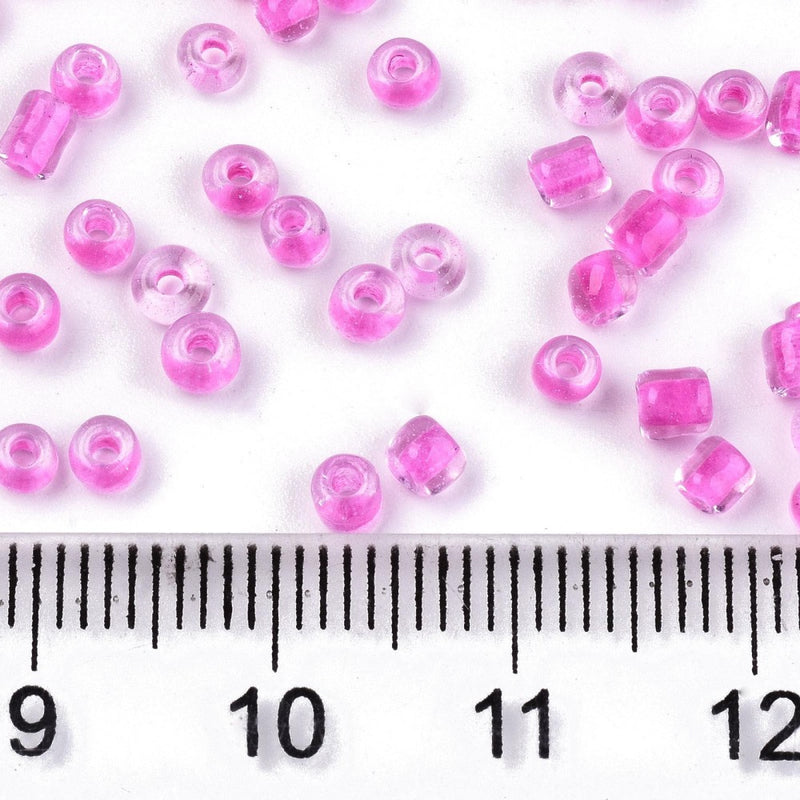 4mm Seed Beads ~ 20g ~ Inside Colours Pink