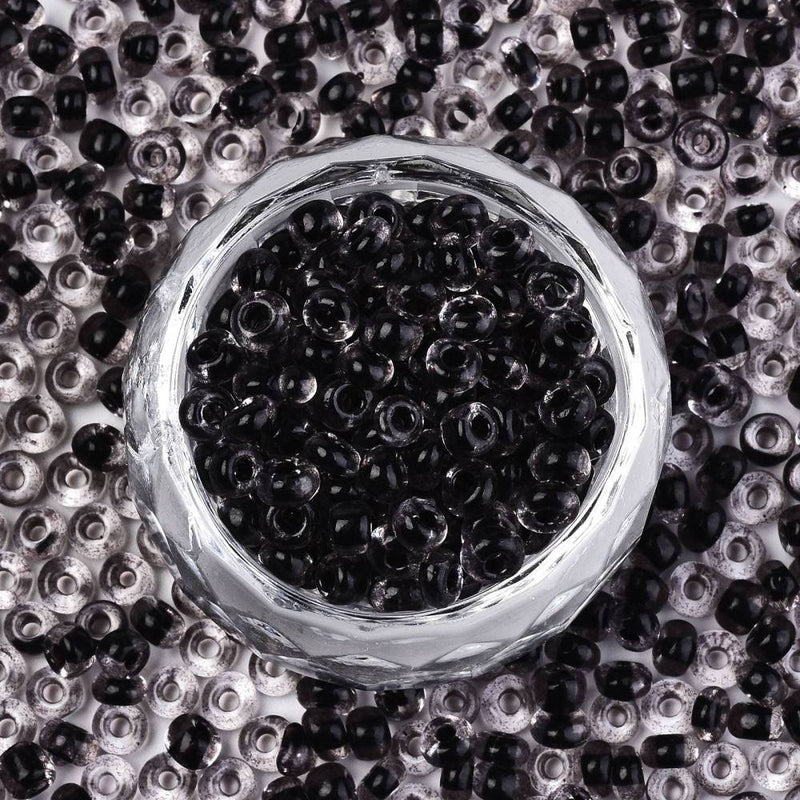 4mm Seed Beads ~ 20g ~ Inside Colours Black